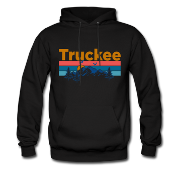 Truckee, California Hoodie - Retro Mountain & Birds Truckee Hooded Sweatshirt - black