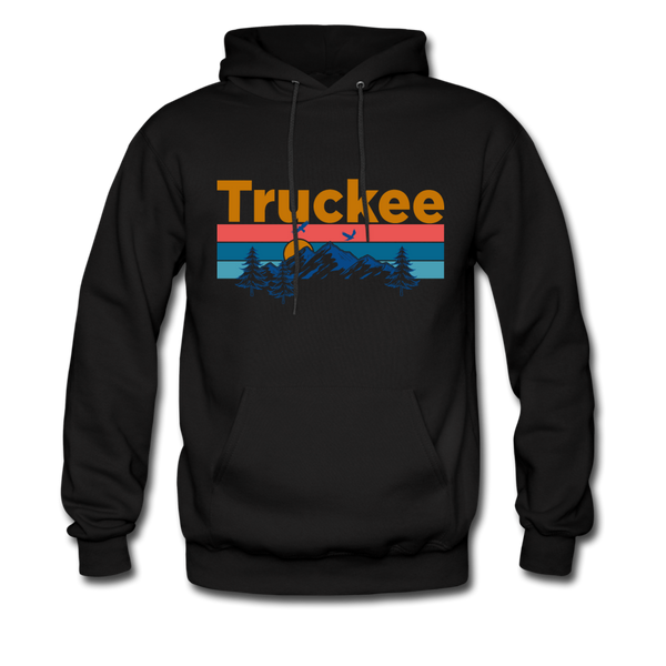 Truckee, California Hoodie - Retro Mountain & Birds Truckee Hooded Sweatshirt - black