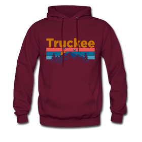 Truckee, California Hoodie - Retro Mountain & Birds Truckee Hooded Sweatshirt - burgundy