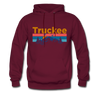 Truckee, California Hoodie - Retro Mountain & Birds Truckee Hooded Sweatshirt - burgundy