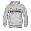 Truckee, California Hoodie - Retro Mountain & Birds Truckee Hooded Sweatshirt - heather gray