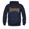 Truckee, California Hoodie - Retro Mountain & Birds Truckee Hooded Sweatshirt - navy