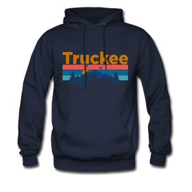 Truckee, California Hoodie - Retro Mountain & Birds Truckee Hooded Sweatshirt - navy