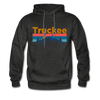 Truckee, California Hoodie - Retro Mountain & Birds Truckee Hooded Sweatshirt - charcoal gray