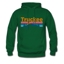 Truckee, California Hoodie - Retro Mountain & Birds Truckee Hooded Sweatshirt - forest green