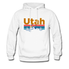 Utah Hoodie - Retro Mountain & Birds Utah Hooded Sweatshirt - white