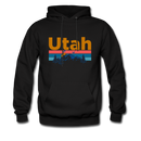 Utah Hoodie - Retro Mountain & Birds Utah Hooded Sweatshirt - black