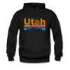 Utah Hoodie - Retro Mountain & Birds Utah Hooded Sweatshirt - black