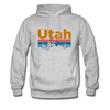 Utah Hoodie - Retro Mountain & Birds Utah Hooded Sweatshirt - heather gray