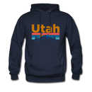 Utah Hoodie - Retro Mountain & Birds Utah Hooded Sweatshirt - navy