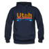 Utah Hoodie - Retro Mountain & Birds Utah Hooded Sweatshirt - navy