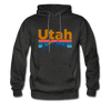 Utah Hoodie - Retro Mountain & Birds Utah Hooded Sweatshirt - charcoal gray