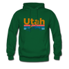 Utah Hoodie - Retro Mountain & Birds Utah Hooded Sweatshirt - forest green