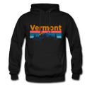 Vermont Hoodie - Retro Mountain & Birds Vermont Hooded Sweatshirt - black