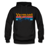 Vermont Hoodie - Retro Mountain & Birds Vermont Hooded Sweatshirt - black