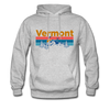 Vermont Hoodie - Retro Mountain & Birds Vermont Hooded Sweatshirt - heather gray
