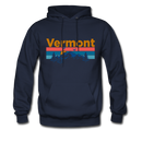 Vermont Hoodie - Retro Mountain & Birds Vermont Hooded Sweatshirt - navy