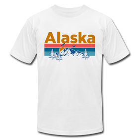 Alaska T-Shirt - Retro Mountain & Birds Unisex Alaska T Shirt - white