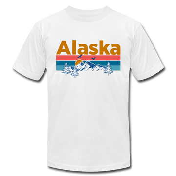 Alaska T-Shirt - Retro Mountain & Birds Unisex Alaska T Shirt - white