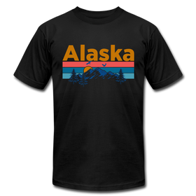 Alaska T-Shirt - Retro Mountain & Birds Unisex Alaska T Shirt - black