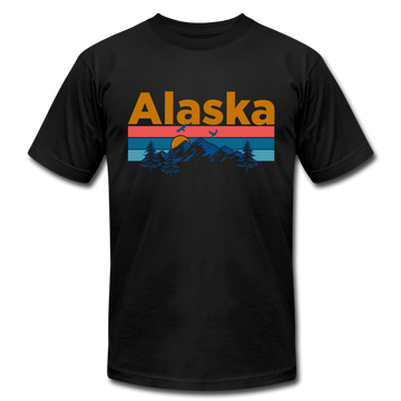 Alaska T-Shirt - Retro Mountain & Birds Unisex Alaska T Shirt - black