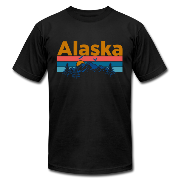 Alaska T-Shirt - Retro Mountain & Birds Unisex Alaska T Shirt - black
