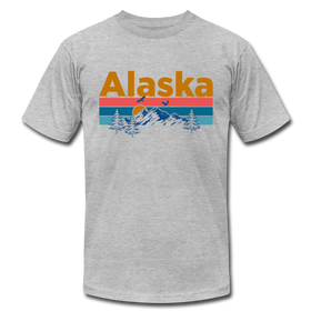 Alaska T-Shirt - Retro Mountain & Birds Unisex Alaska T Shirt - heather gray