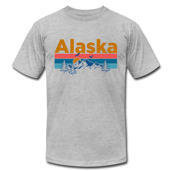 Alaska T-Shirt - Retro Mountain & Birds Unisex Alaska T Shirt - heather gray