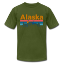 Alaska T-Shirt - Retro Mountain & Birds Unisex Alaska T Shirt - olive