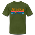 Alaska T-Shirt - Retro Mountain & Birds Unisex Alaska T Shirt - olive