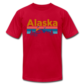 Alaska T-Shirt - Retro Mountain & Birds Unisex Alaska T Shirt - red