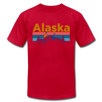 Alaska T-Shirt - Retro Mountain & Birds Unisex Alaska T Shirt - red