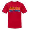 Alaska T-Shirt - Retro Mountain & Birds Unisex Alaska T Shirt - red