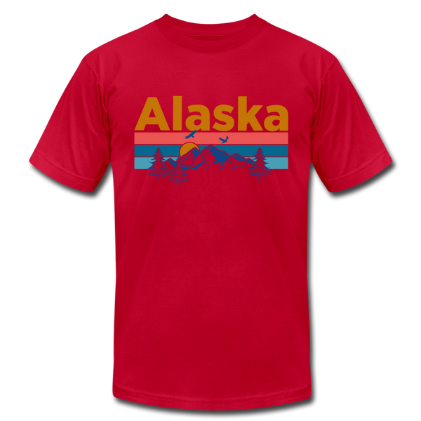 Alaska T-Shirt - Retro Mountain & Birds Unisex Alaska T Shirt - red