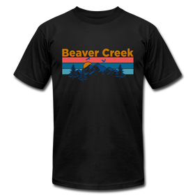 Beaver Creek, Colorado T-Shirt - Retro Mountain & Birds Unisex Beaver Creek T Shirt - black