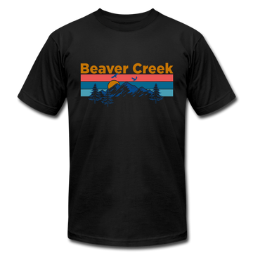 Beaver Creek, Colorado T-Shirt - Retro Mountain & Birds Unisex Beaver Creek T Shirt - black