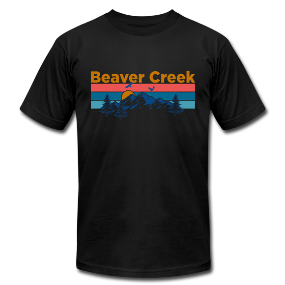 Beaver Creek, Colorado T-Shirt - Retro Mountain & Birds Unisex Beaver Creek T Shirt - black