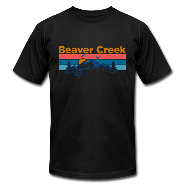 Beaver Creek, Colorado T-Shirt - Retro Mountain & Birds Unisex Beaver Creek T Shirt - black