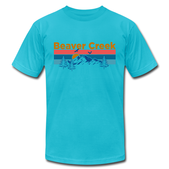 Beaver Creek, Colorado T-Shirt - Retro Mountain & Birds Unisex Beaver Creek T Shirt - turquoise