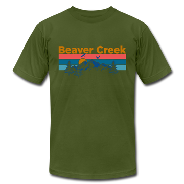 Beaver Creek, Colorado T-Shirt - Retro Mountain & Birds Unisex Beaver Creek T Shirt - olive