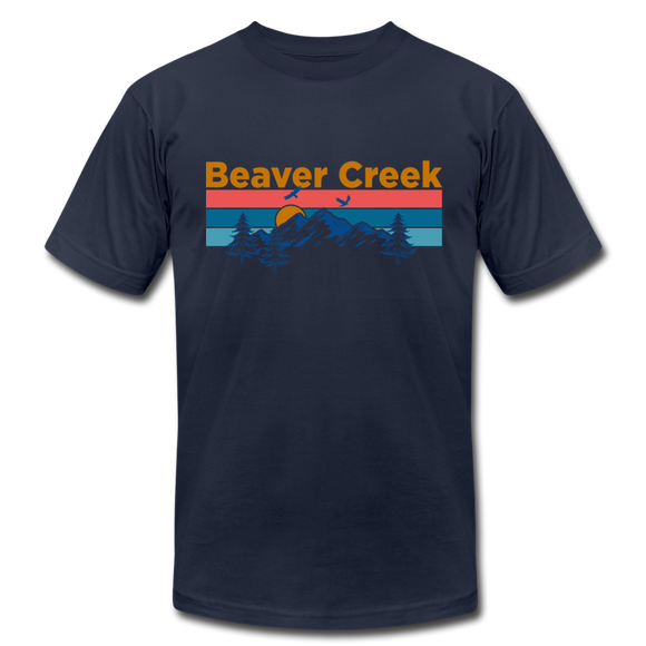 Beaver Creek, Colorado T-Shirt - Retro Mountain & Birds Unisex Beaver Creek T Shirt - navy