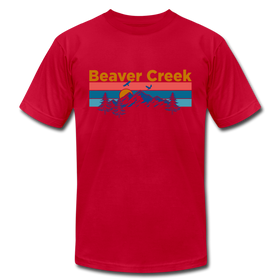 Beaver Creek, Colorado T-Shirt - Retro Mountain & Birds Unisex Beaver Creek T Shirt - red