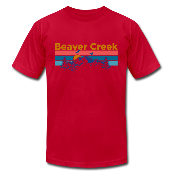 Beaver Creek, Colorado T-Shirt - Retro Mountain & Birds Unisex Beaver Creek T Shirt - red
