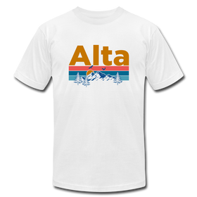 Alta, Utah T-Shirt - Retro Mountain & Birds Unisex Alta T Shirt - white