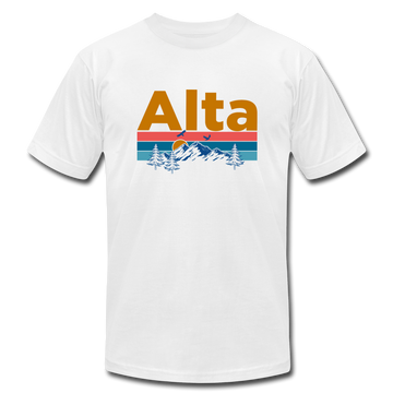 Alta, Utah T-Shirt - Retro Mountain & Birds Unisex Alta T Shirt - white