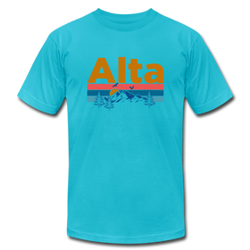 Alta, Utah T-Shirt - Retro Mountain & Birds Unisex Alta T Shirt - turquoise