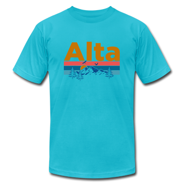 Alta, Utah T-Shirt - Retro Mountain & Birds Unisex Alta T Shirt - turquoise