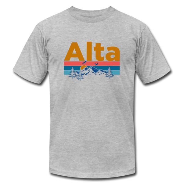 Alta, Utah T-Shirt - Retro Mountain & Birds Unisex Alta T Shirt - heather gray