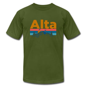 Alta, Utah T-Shirt - Retro Mountain & Birds Unisex Alta T Shirt - olive