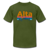 Alta, Utah T-Shirt - Retro Mountain & Birds Unisex Alta T Shirt - olive